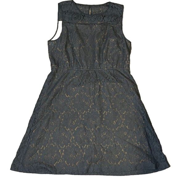 Fossil A-line Sleeveless Lace Dress Women’s Size Large Gray Tan - Picture 1 of 6